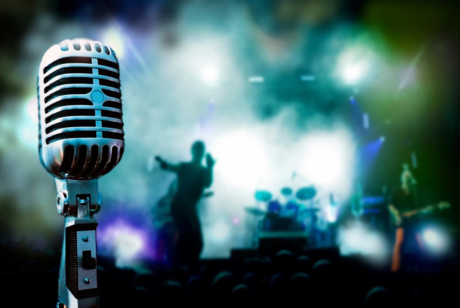 Vintage mic on stage